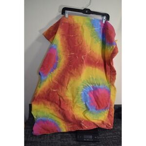 Vintage Rainbow Tie Dye Canvas LAUNDRY BAG 28x38 Boho Festival Hippie Camp